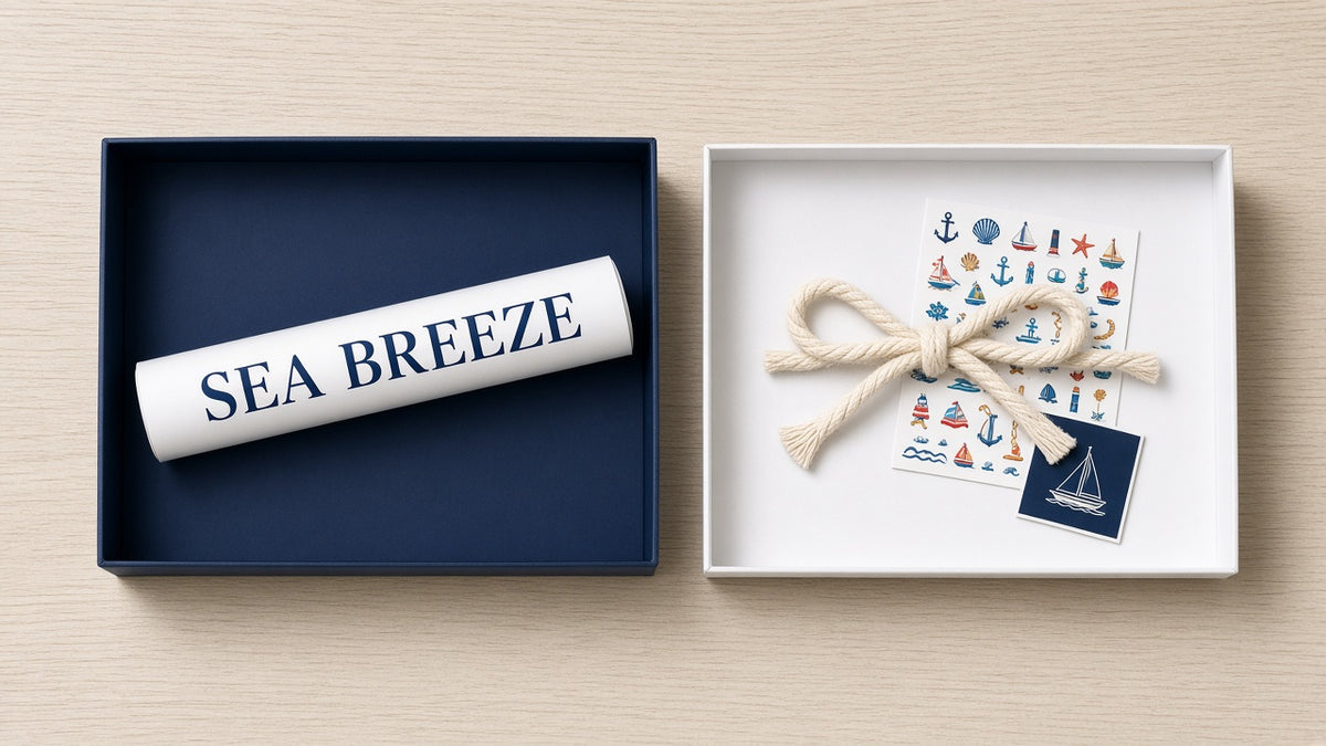 Boat name reveal gift set with decals and accessories