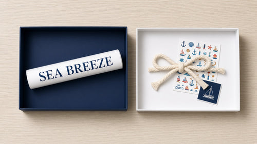 Boat name reveal gift set with decals and accessories