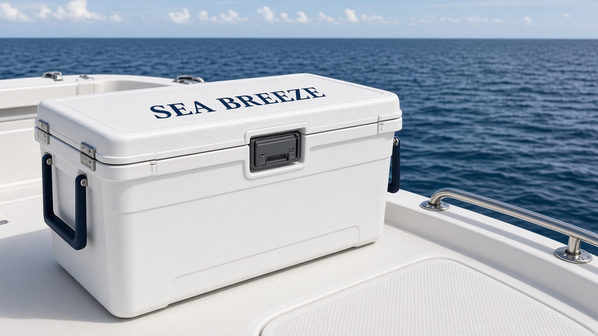 Custom vinyl name decal on a cooler