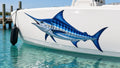 Full-color blue marlin boat graphic