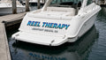 Full-color printed boat name Reel Therapy
