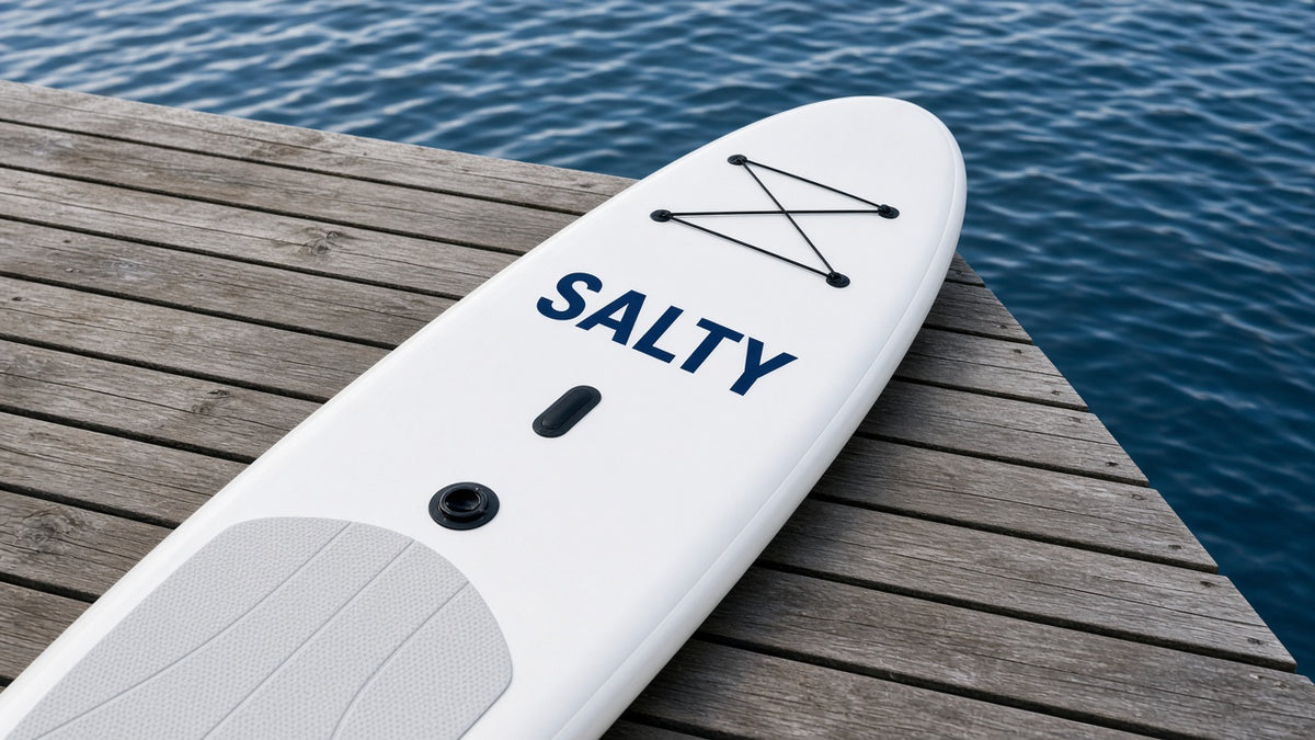 Custom name vinyl decal on a paddleboard